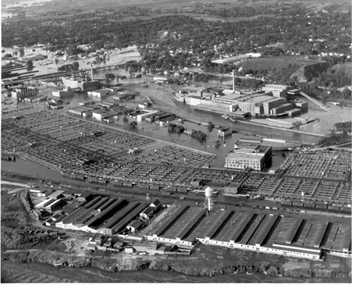 Stockyards aerial view flood 1953